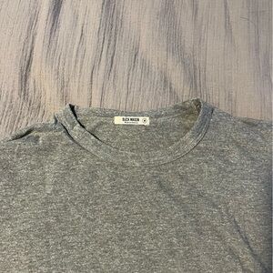 Buck Mason light gray slub cotton tee shirt.